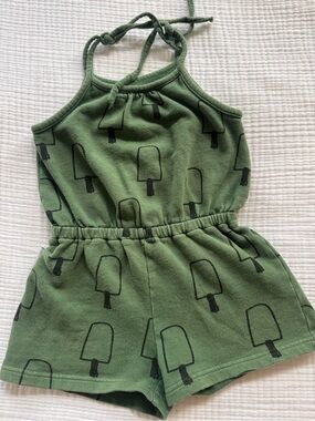 Green Tiny Tribe Romper with Popsicle Print